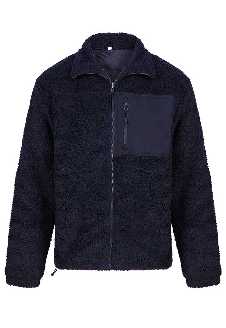 An FR854 Recycled sherpa fleece in Navy