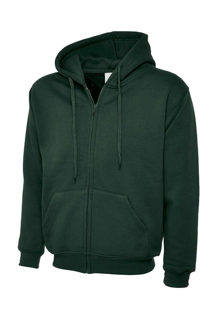 Classic Full Zip Hooded Sweatshirt UC504 in Bottle Green