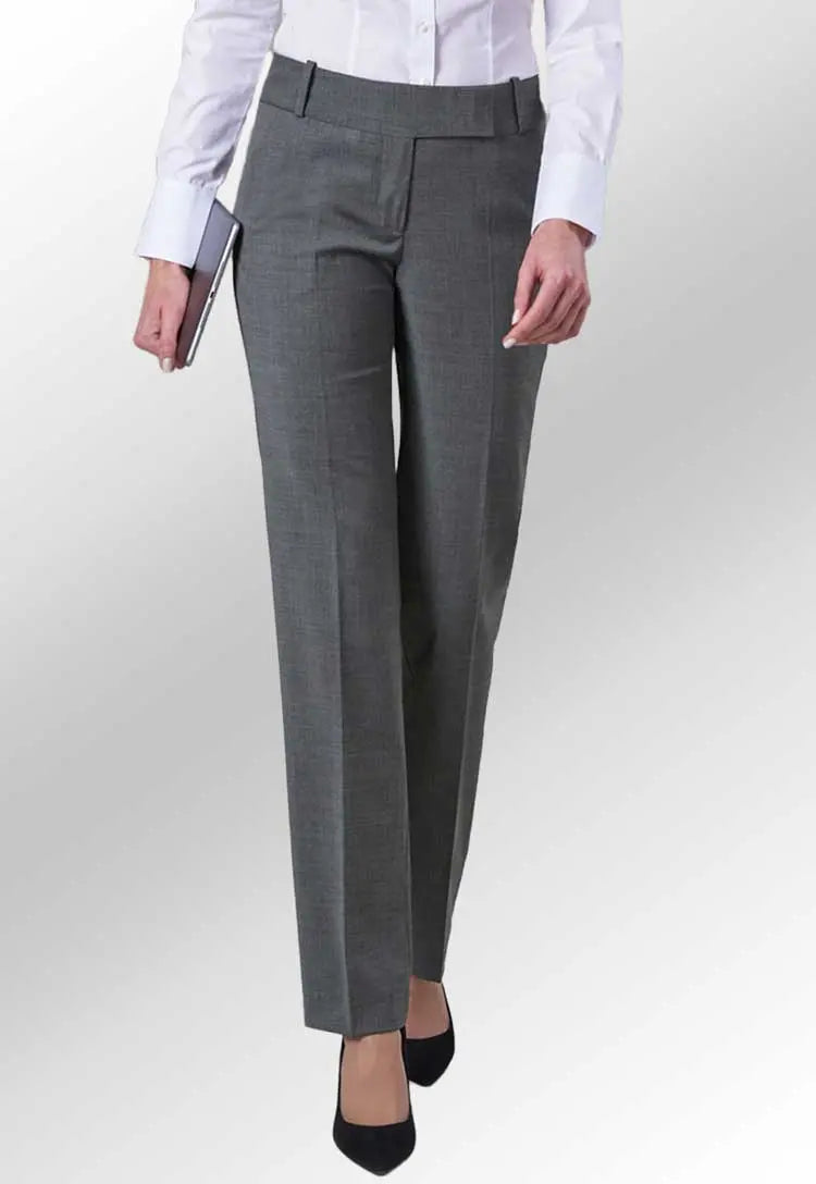 Model Wearing Genoa Tailored Leg Trousers 2234 in Light Grey