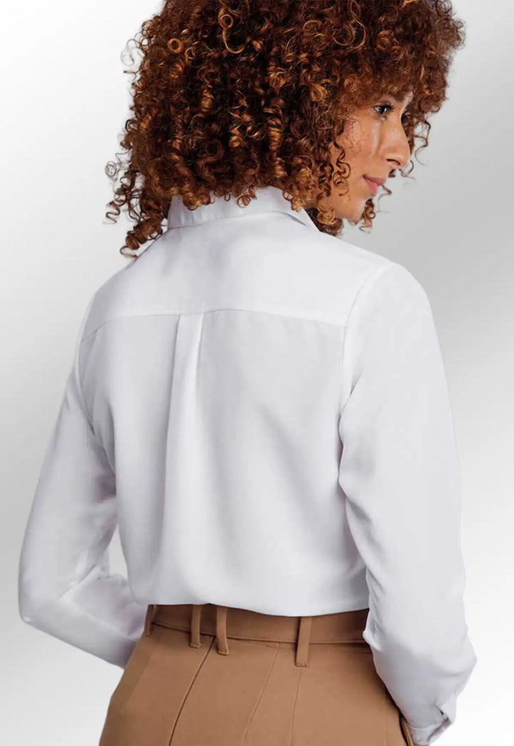 Grace White Textured Long Sleeve Blouse - The Work Uniform Company