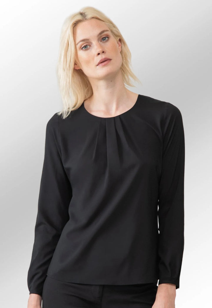 Women's Pleat Front Long Sleeve Blouse - The Work Uniform Company