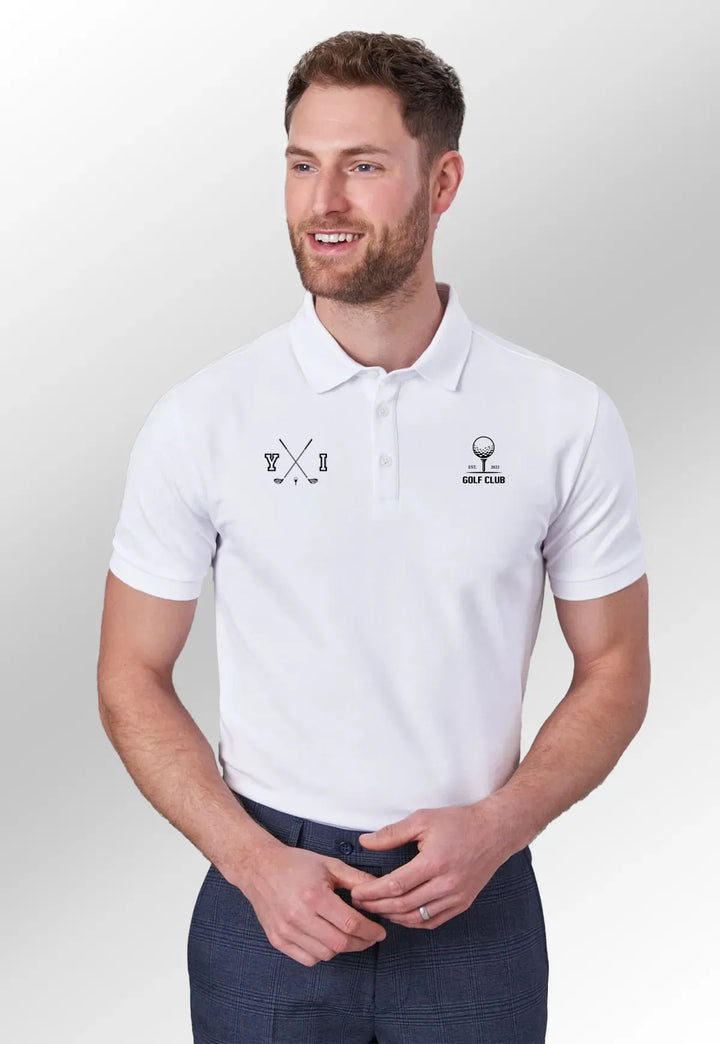 Hampton Premium Cotton Golf Club Polo with initials - The Work Uniform Company