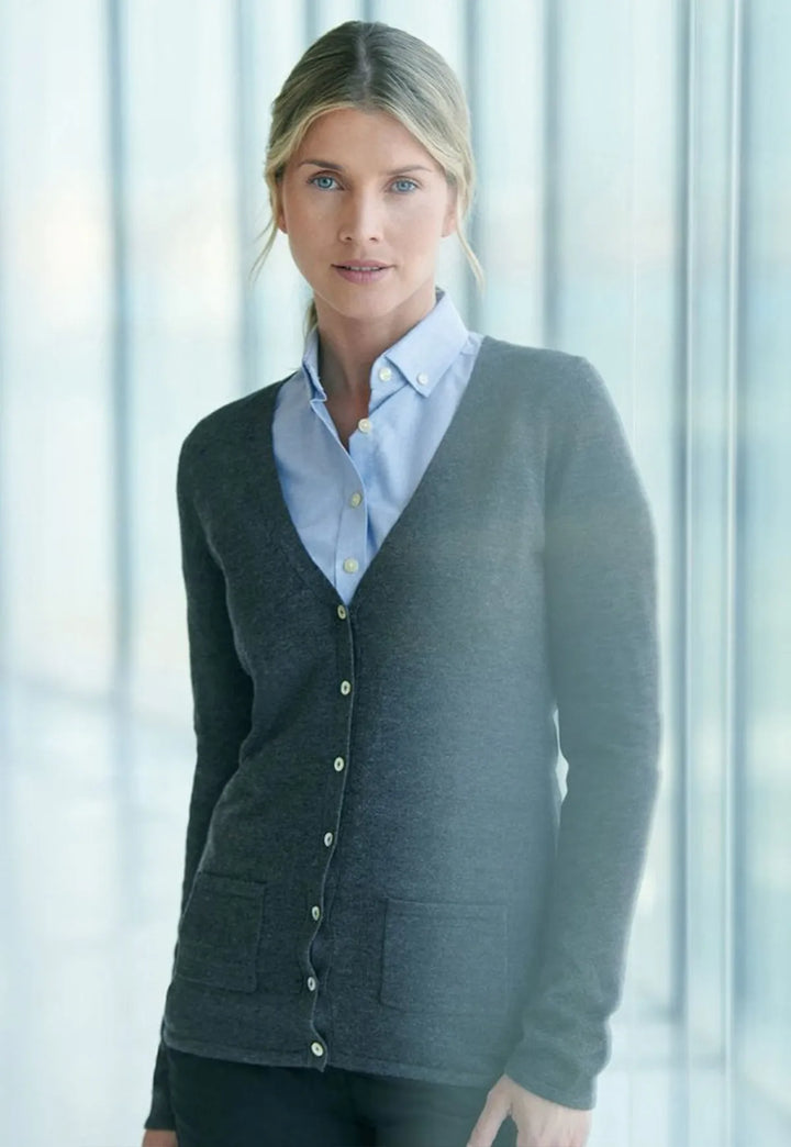 Women's V Button Cardigan - The Work Uniform Company