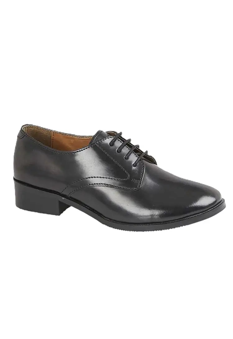 Black Hi-Shine Ladies Leather Cadet Shoe L213A