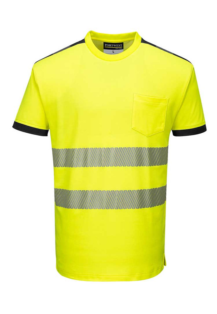 PW3 Hi-Vis Cotton Comfort T-Shirt S/S T181 in Yellow/Black