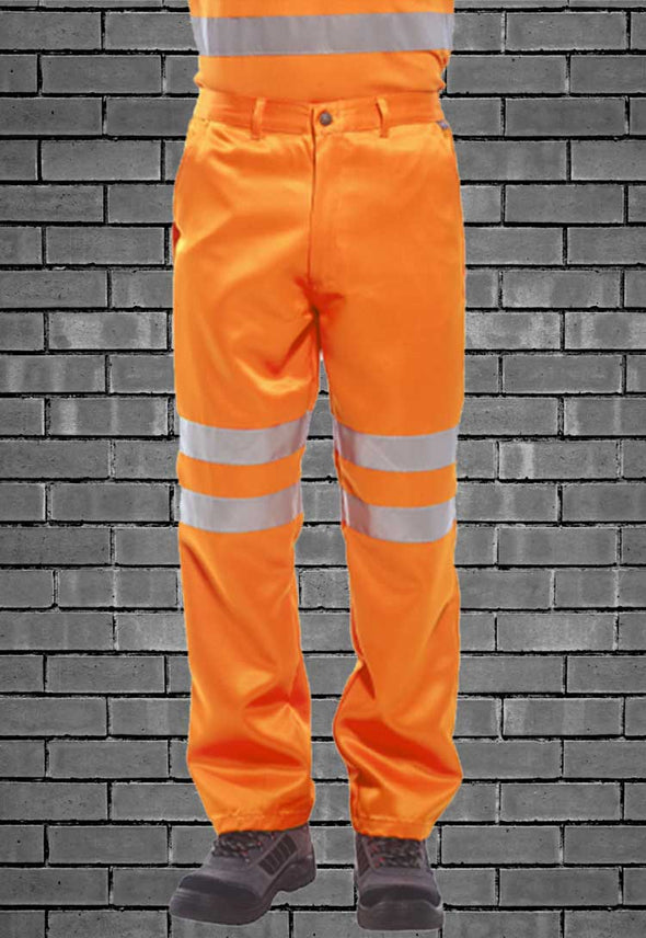 Hi Vis Poly Cotton Trousers Rail Industry Compliant RT45