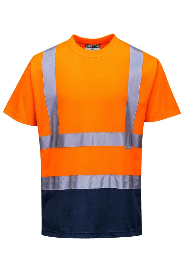 Hi Vis T Shirt Two Tone S378 in Orange/Navy