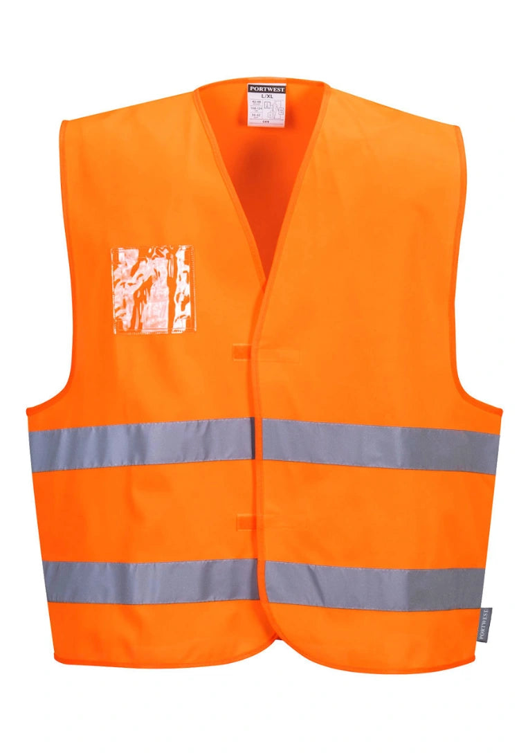 Hi Vis Vest Dual ID Holder C475 in Orange