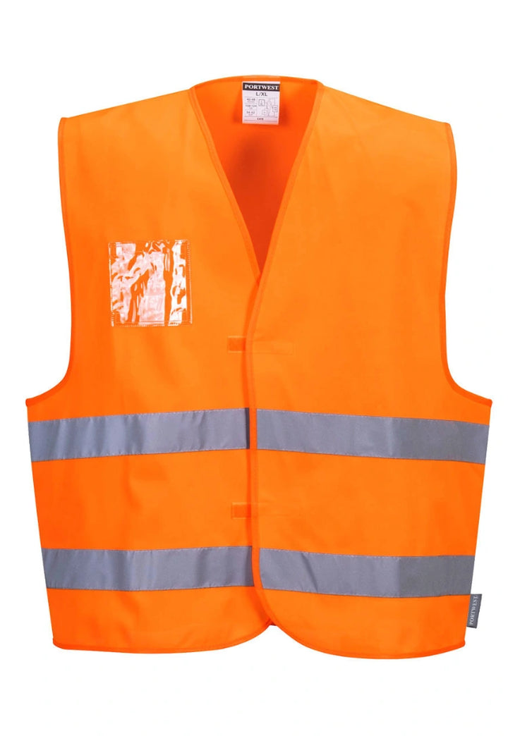 Hi Vis Vest Dual ID Holder C475 in Orange
