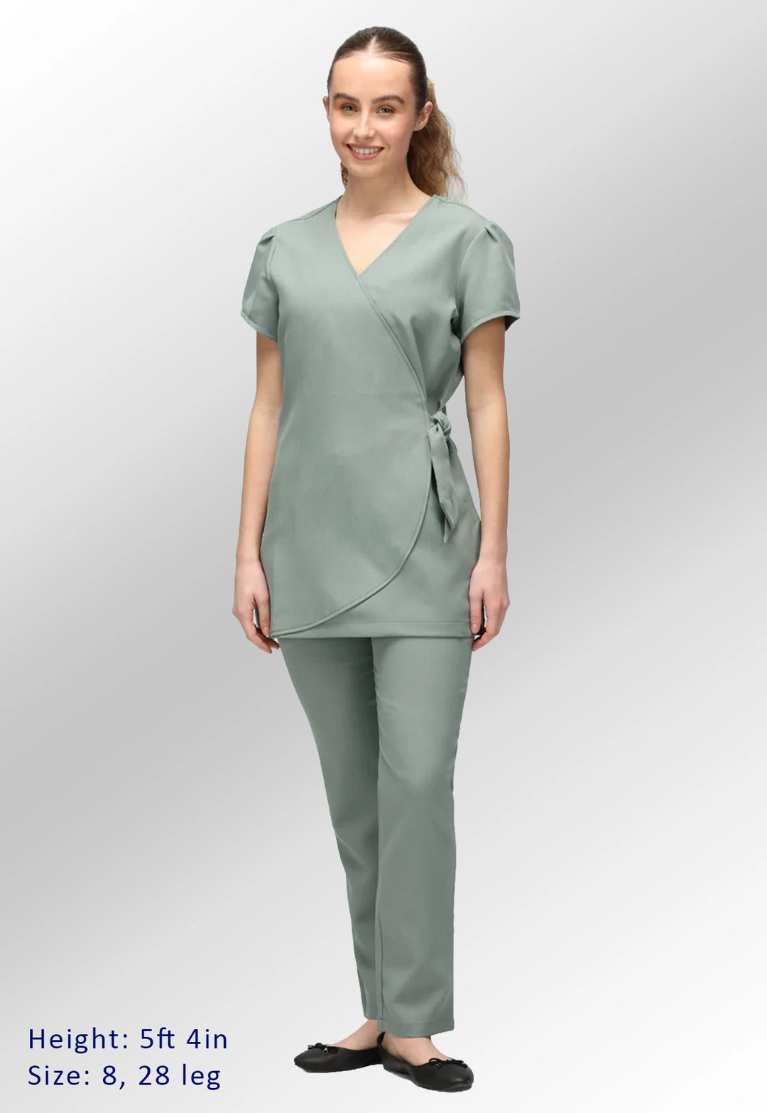 Ila Slim Leg Salon Trousers (Sage) - The Work Uniform Company