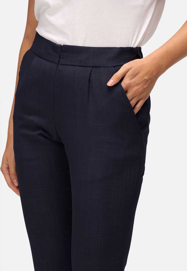 Waistband of Navy Ila Slim Leg Salon Trousers 