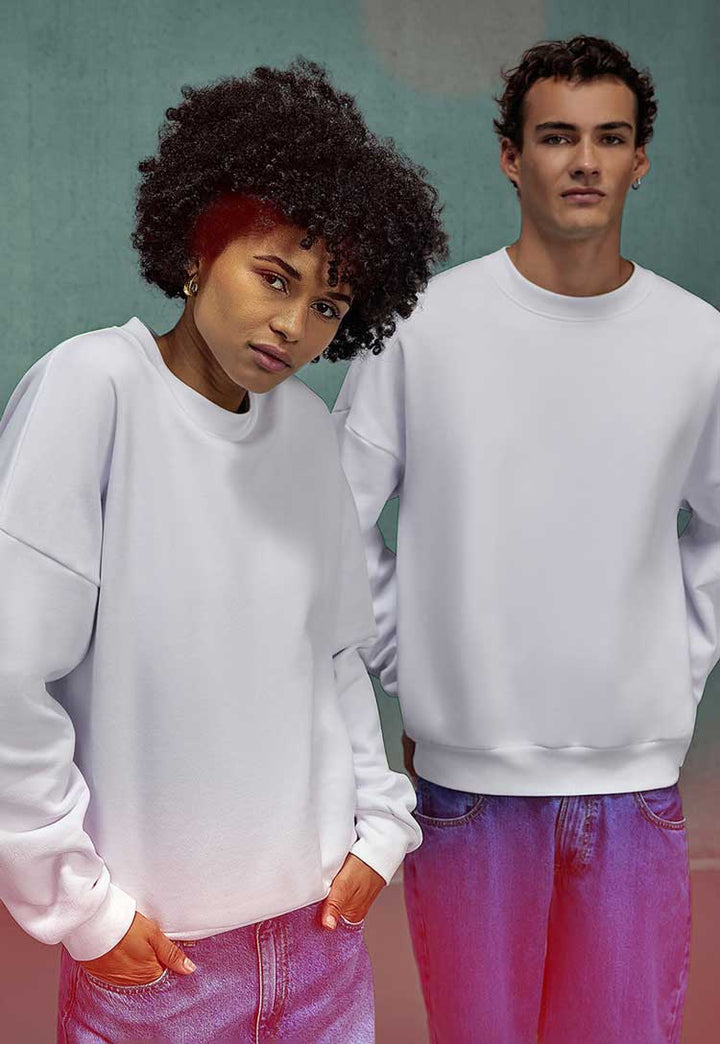 models wearing B&C Influence Crew Sweatshirt BA033