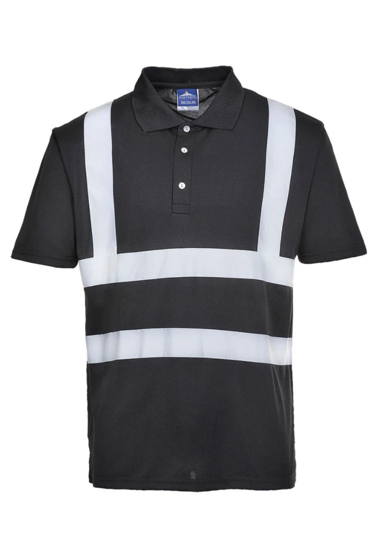 Iona Reflective Polo Shirt F477 in Black