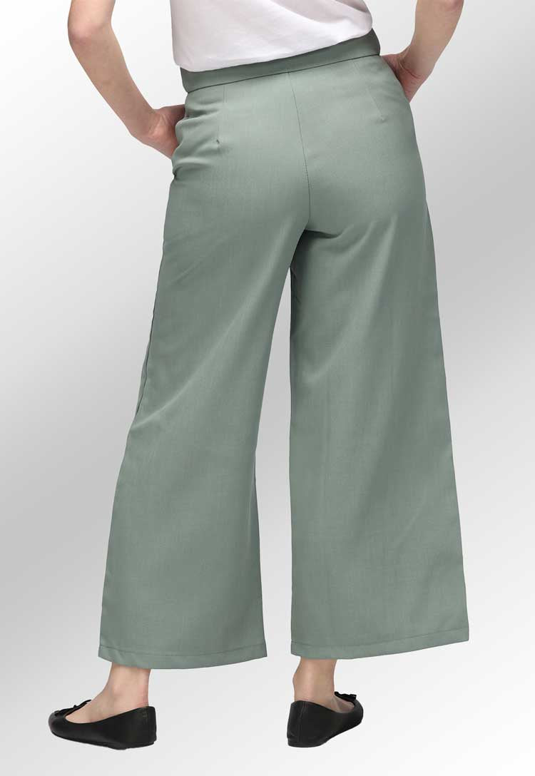 Ivy Culotte Salon Trousers in Sage, Back View