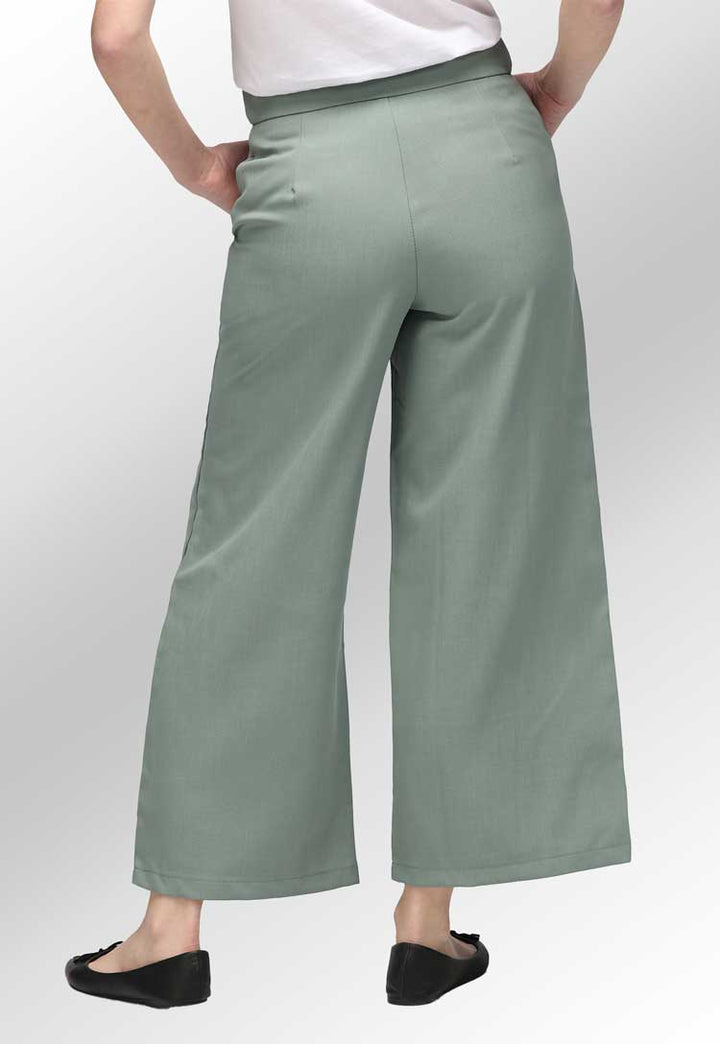 Ivy Culotte Salon Trousers in Sage, Back View