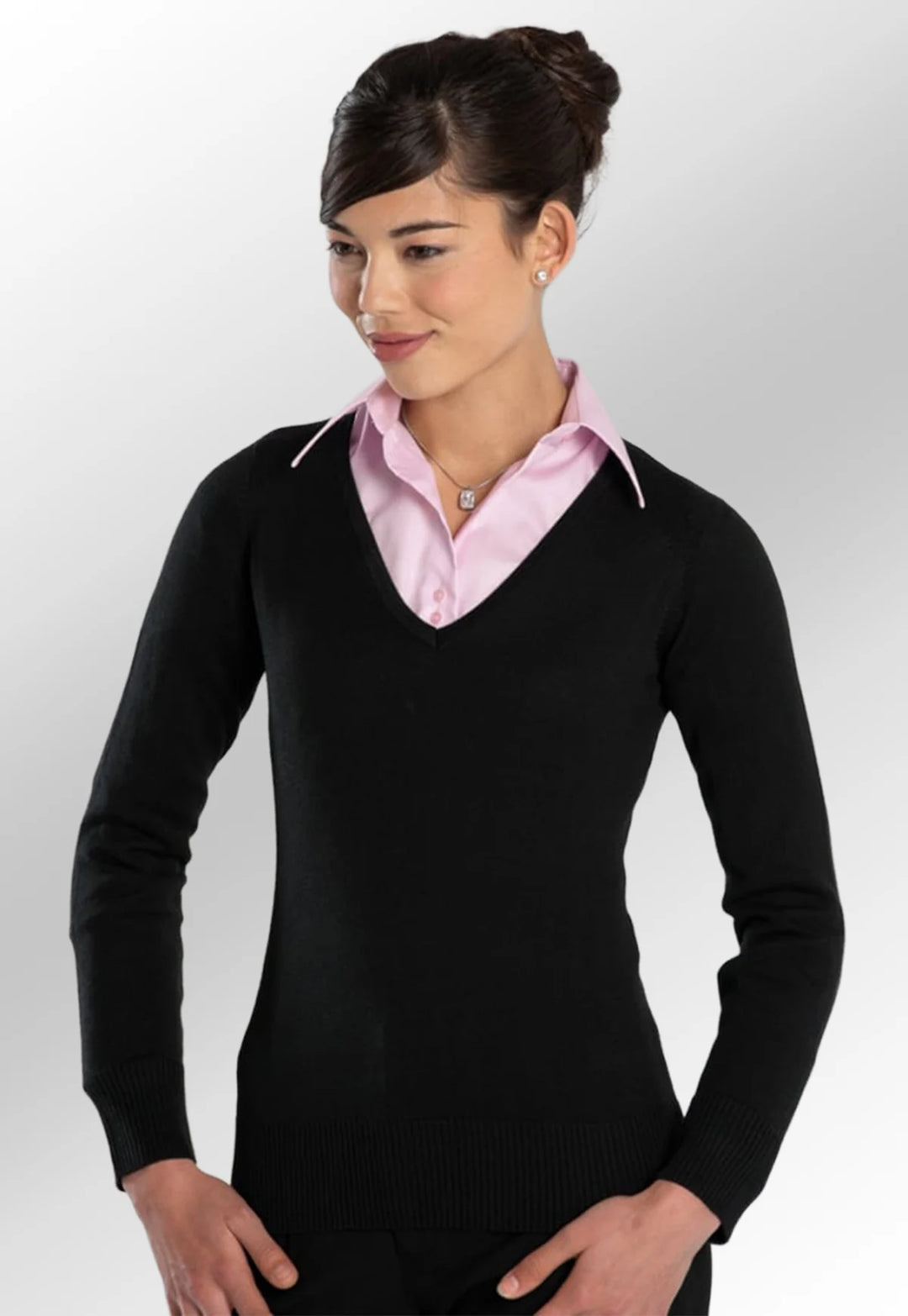 Women's V - Neck Knitted Sweater - The Work Uniform Company