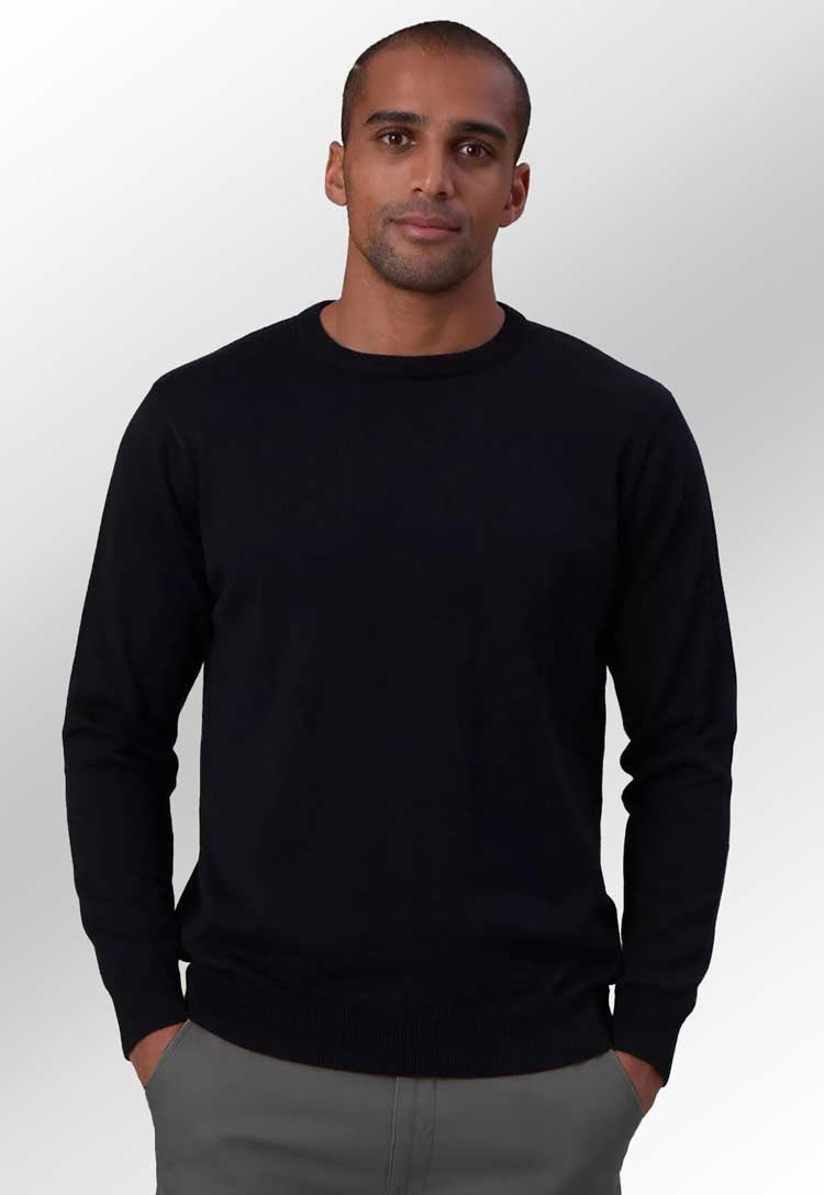 Model Wearing Jackson Crew Neck Jumper 4440 in Black