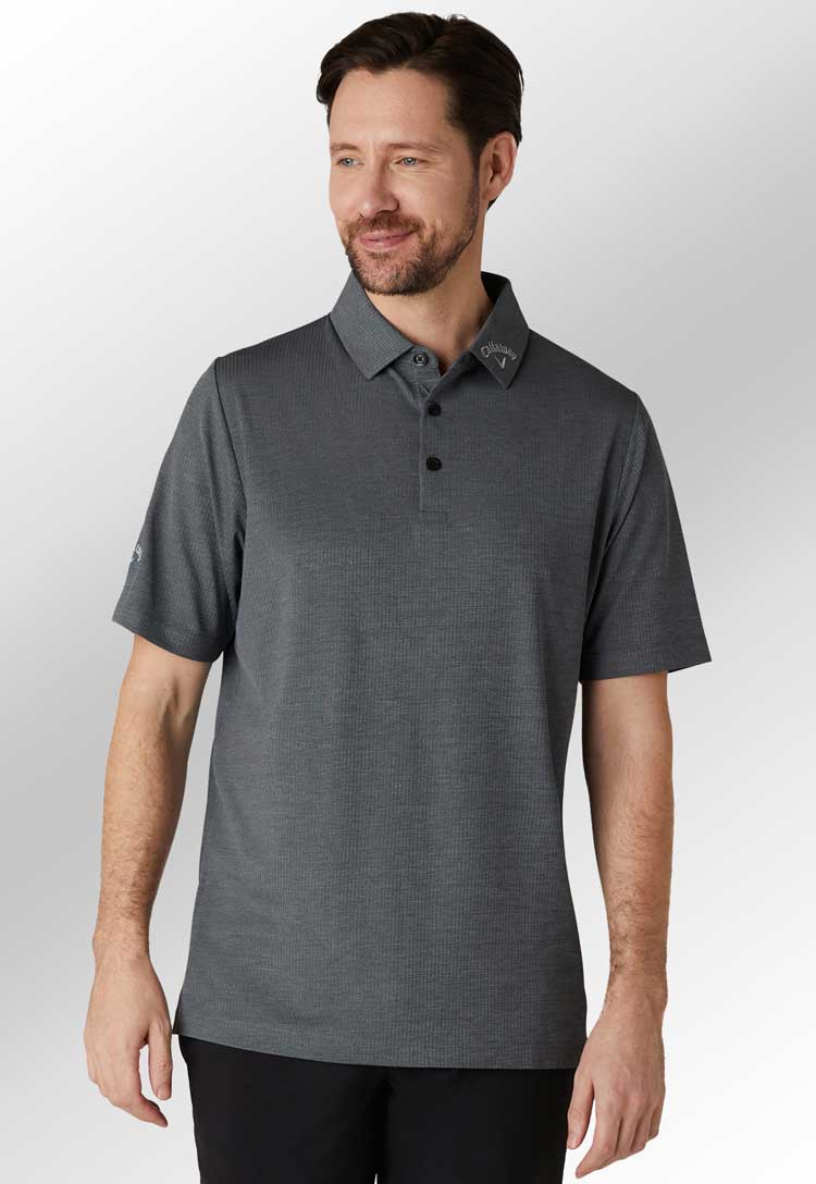 Model wearing Classic Jacquard Golf Polo CW033