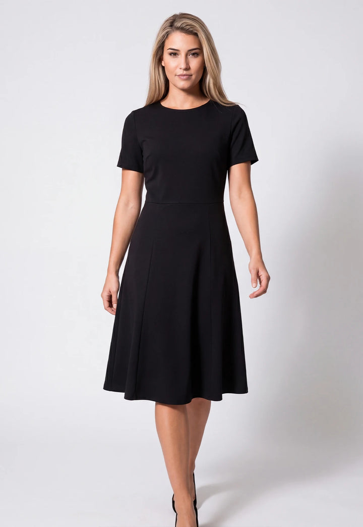 Black Jersey Stretch Skater Funeral Dress - The Work Uniform Company