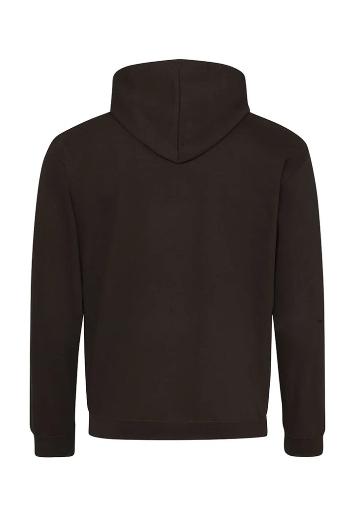 Rear view of the Unisex Black & Orange Varsity Hoodie JH003.