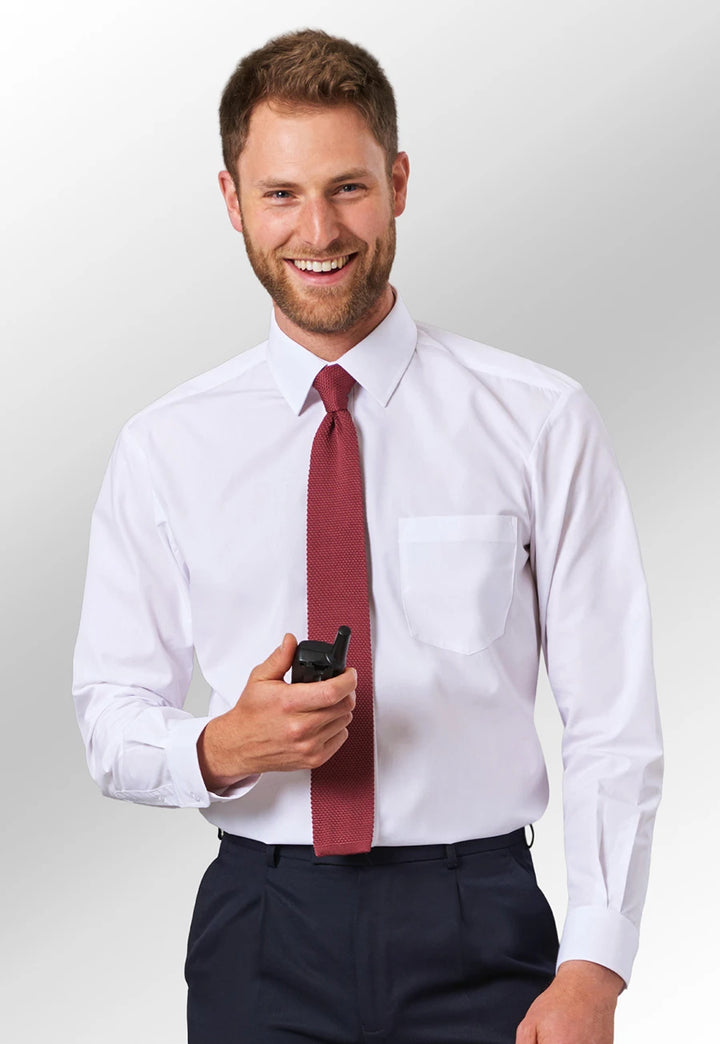 Model wearing the Brook Taverner Men's Juno Shirt in White