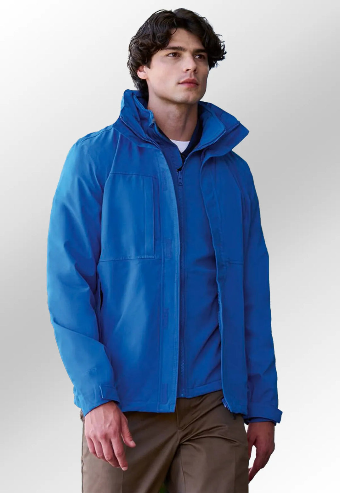 model wearing Regatta Kingsley 3-in-1 Jacket in oxford blue
