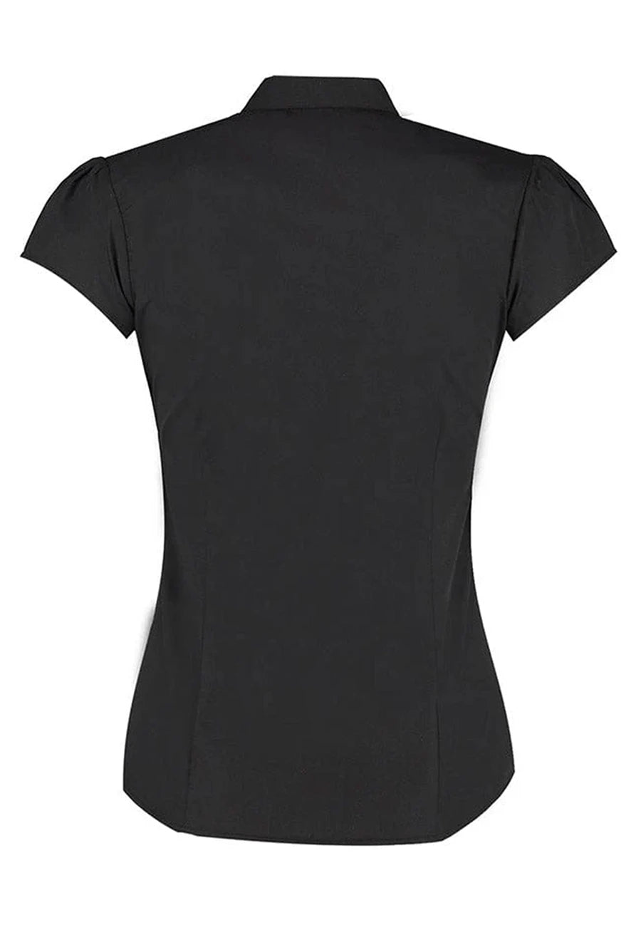 Mandarin Collar Cap Sleeve Blouse - The Work Uniform Company
