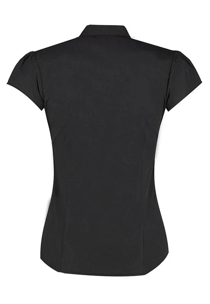 Mandarin Collar Cap Sleeve Blouse - The Work Uniform Company