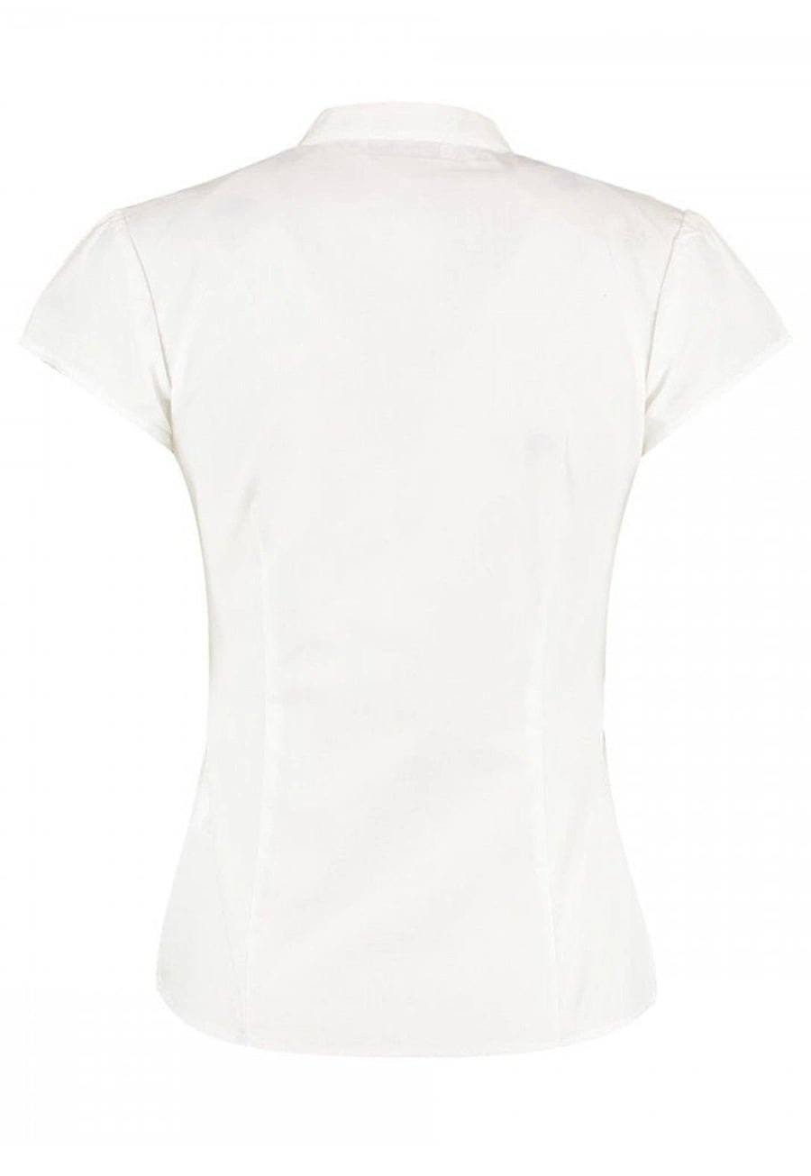 Mandarin Collar Cap Sleeve Blouse - The Work Uniform Company
