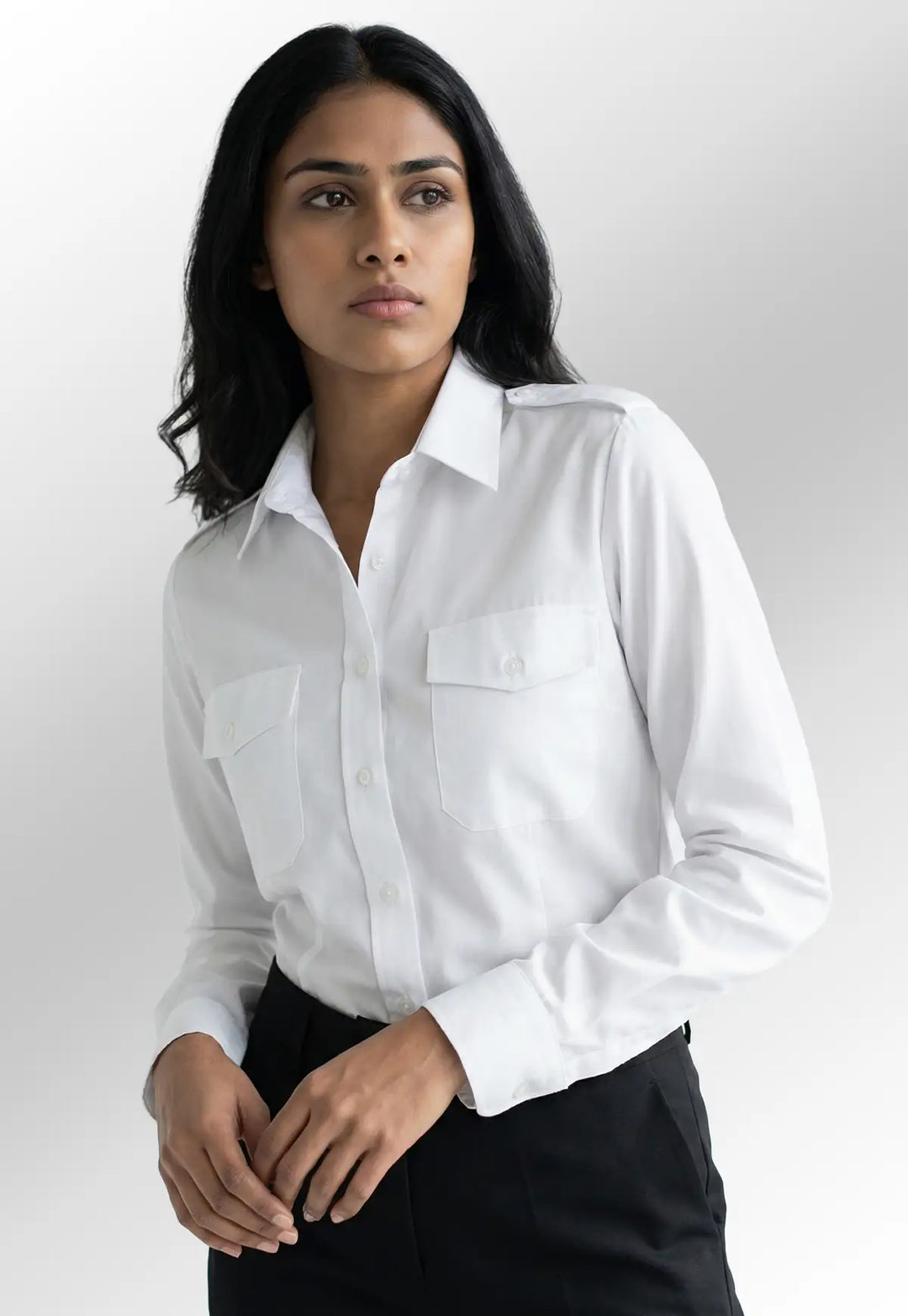 Women's Premium Long Sleeve Pilot Shirt - The Work Uniform Company