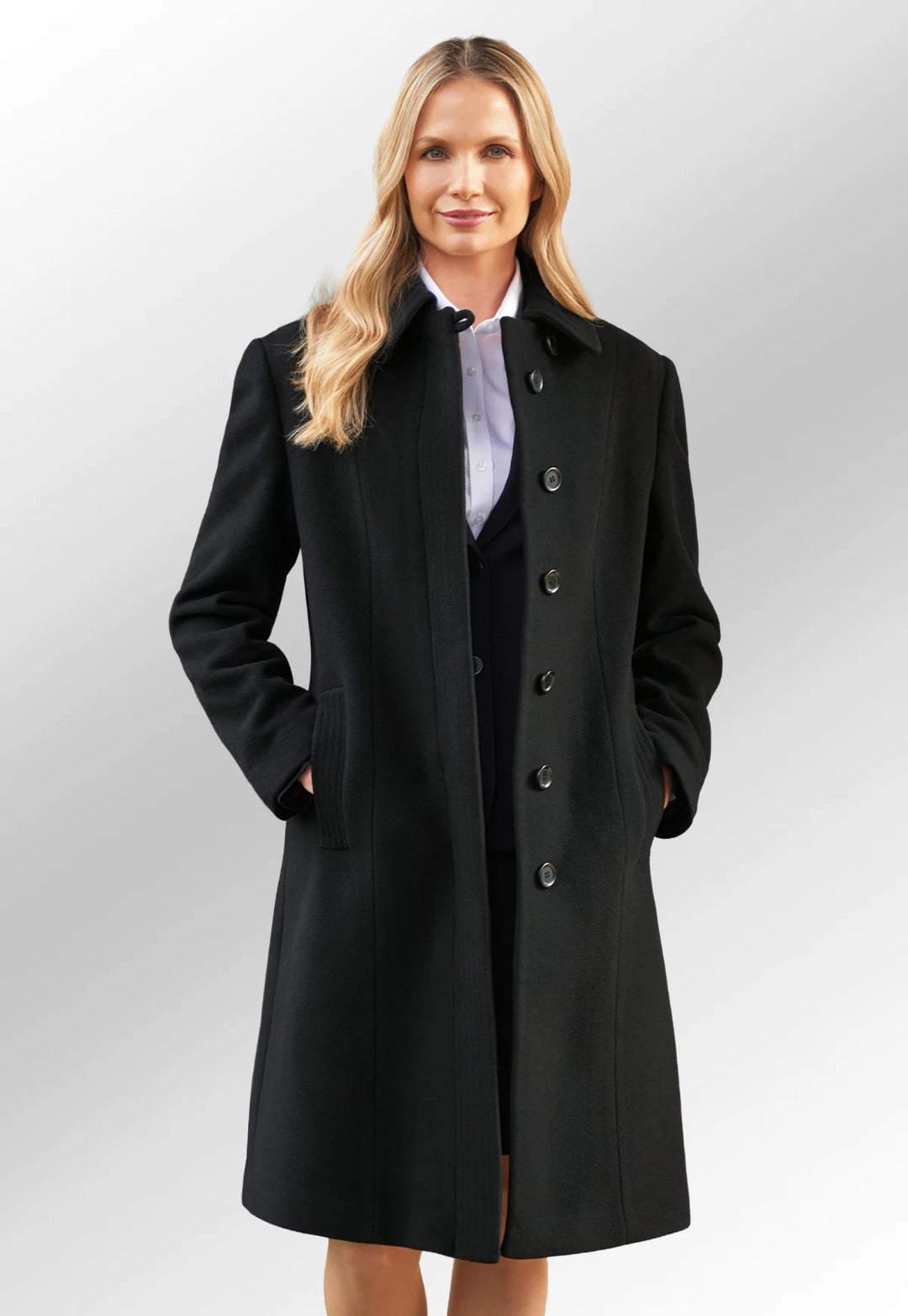 Women's Funeral Black Overcoat - The Work Uniform Company