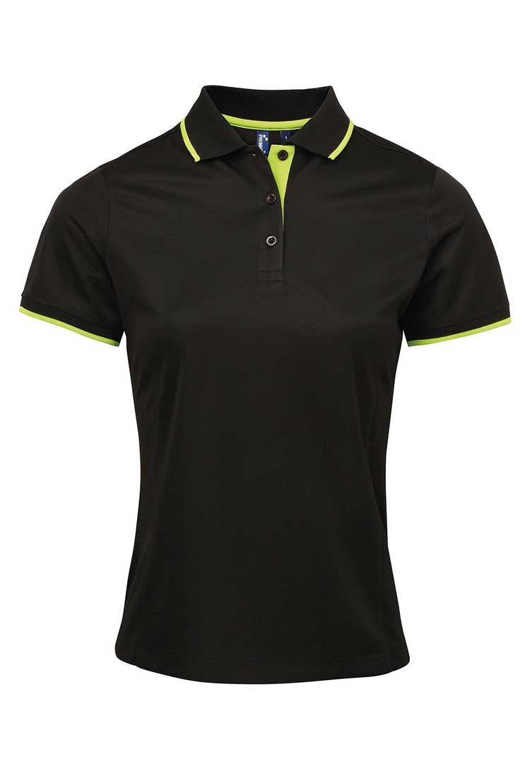 Women's Contrast Coolchecker® Polo PR619 Black/Lime