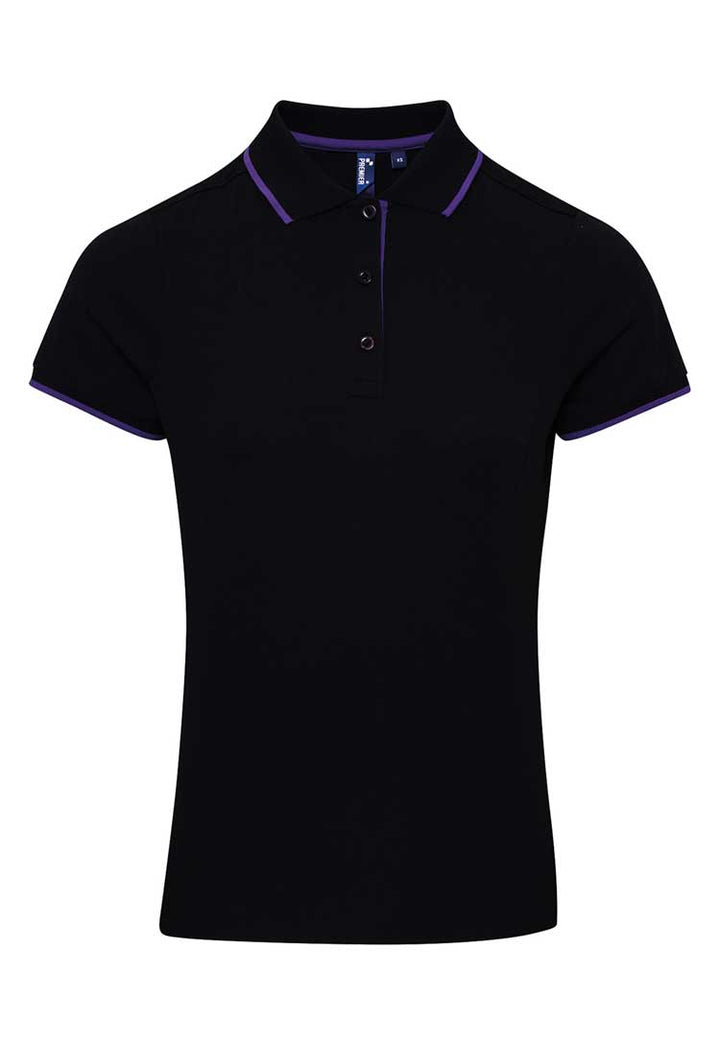 Women's Contrast Coolchecker® Polo PR619 Black/Purple