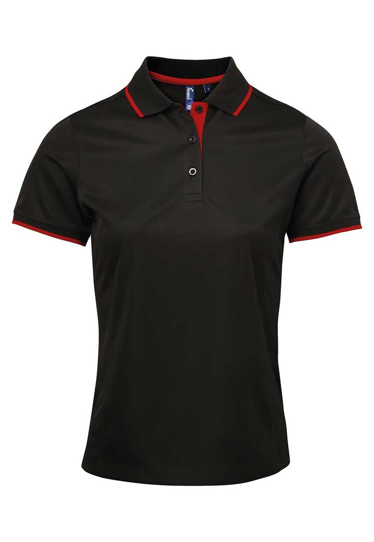 Women's Contrast Coolchecker® Polo PR619 Black/Red