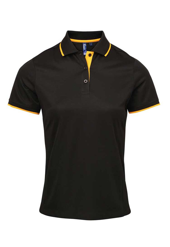 Women's Contrast Coolchecker® Polo PR619 Black/Sunflower