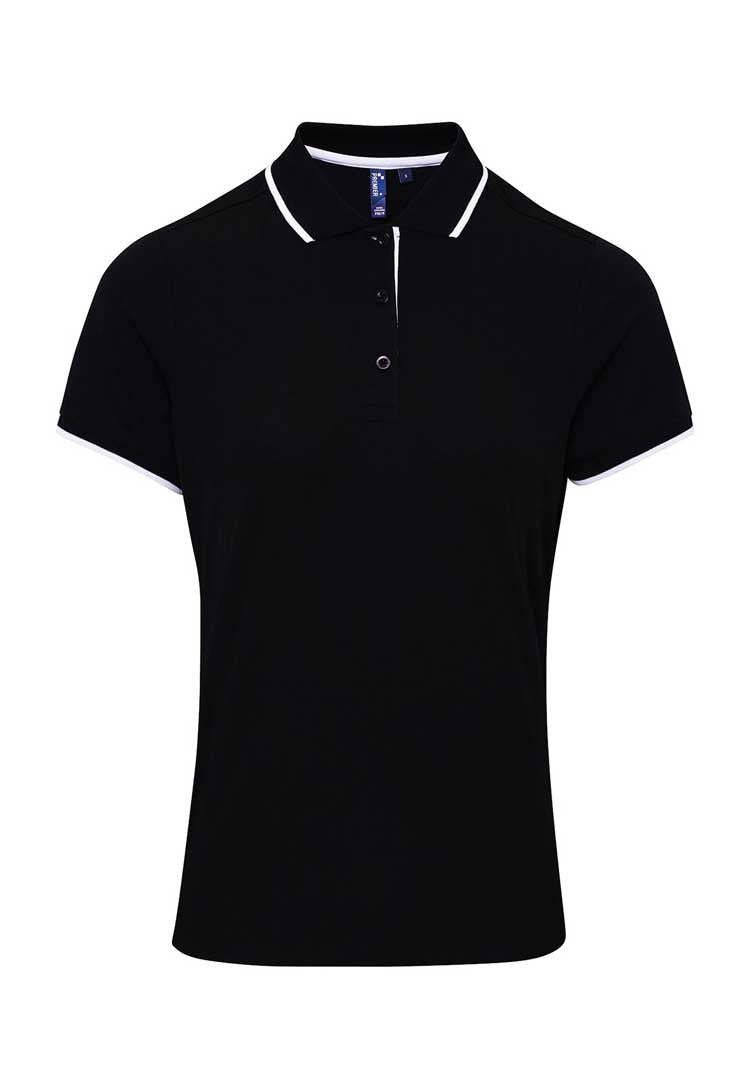 Women's Contrast Coolchecker® Polo PR619 Black/White