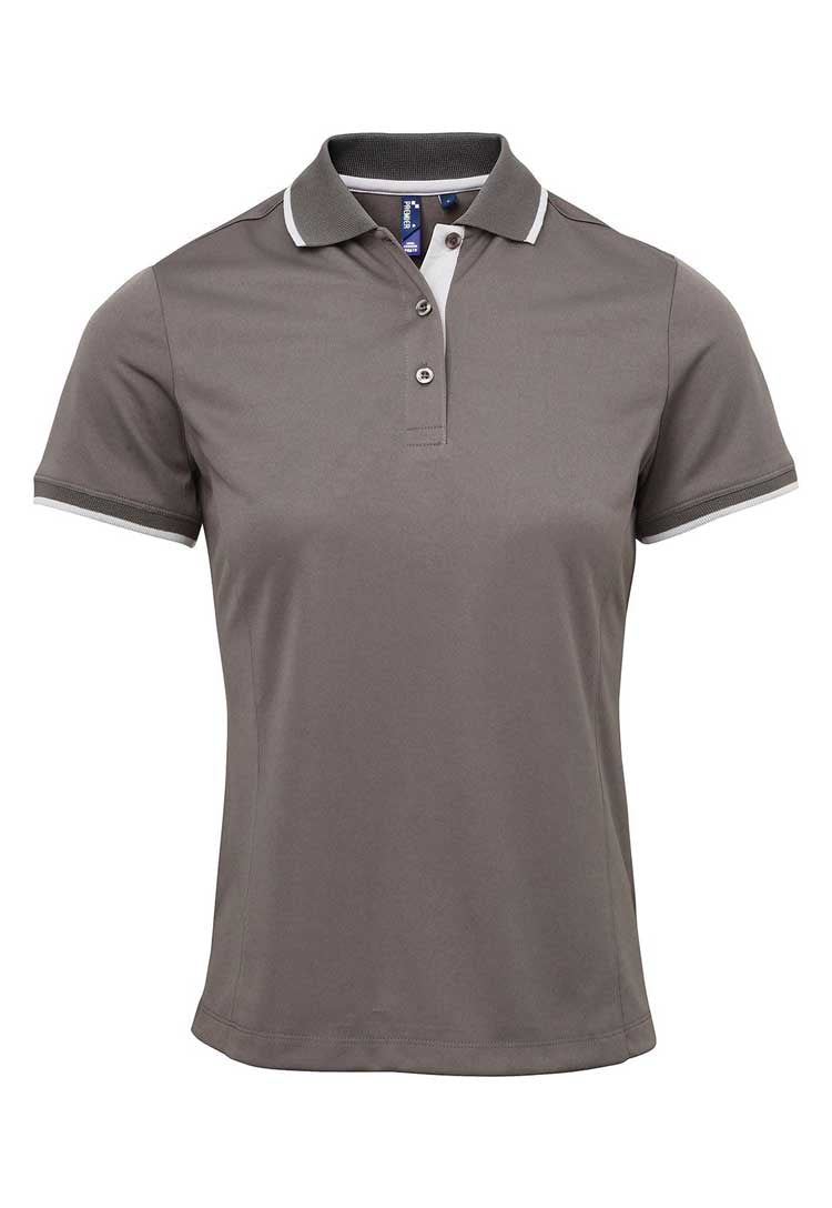 Women's Contrast Coolchecker® Polo PR619 Dark Grey/Silver