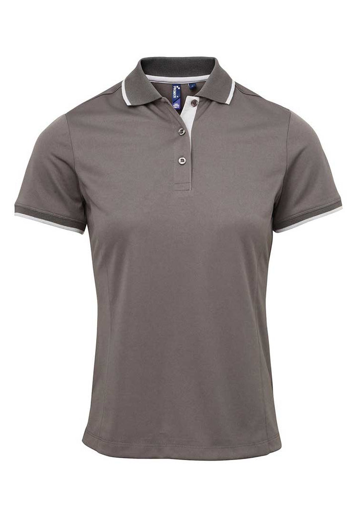 Women's Contrast Coolchecker® Polo PR619 Dark Grey/Silver