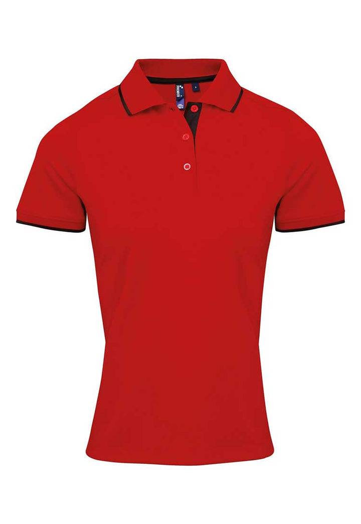 Women's Contrast Coolchecker® Polo PR619 Red/Black