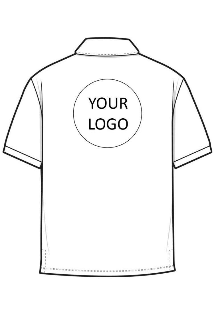 Outline of a shirt with a customizable logo area on the back