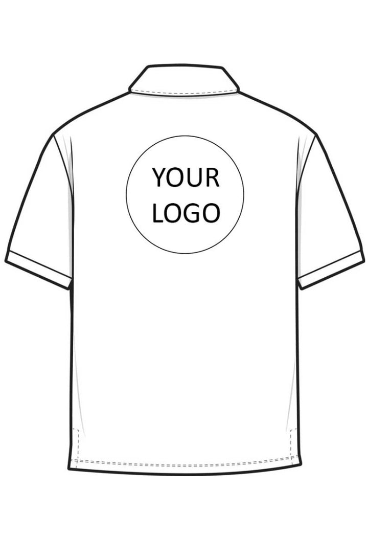 Outline of a shirt with a customizable logo area on the back
