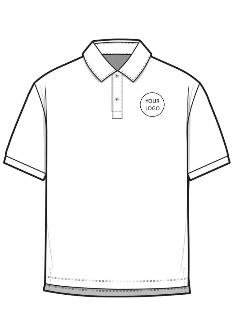 An illustration of a polo shirt with 'your logo' written on the left chest