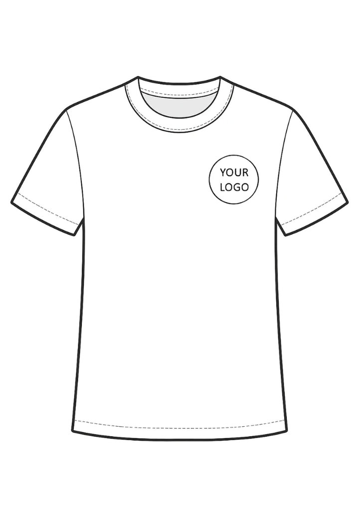 Illustration of t shirt with XL logo on left chest