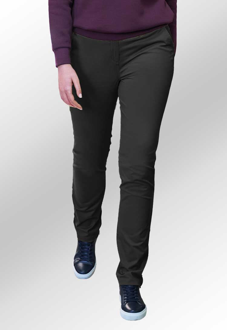 model wearing Liberty Slim Leg Chino in black