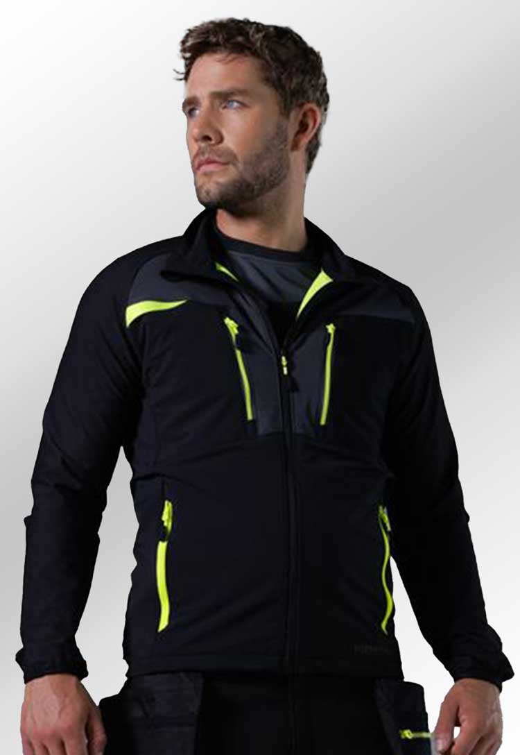 Model Wearing DX4 Zip Lightweight Mid Layer DX480 in Black