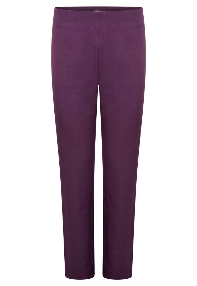 Lili Straight Leg Salon Trousers in Plum front view