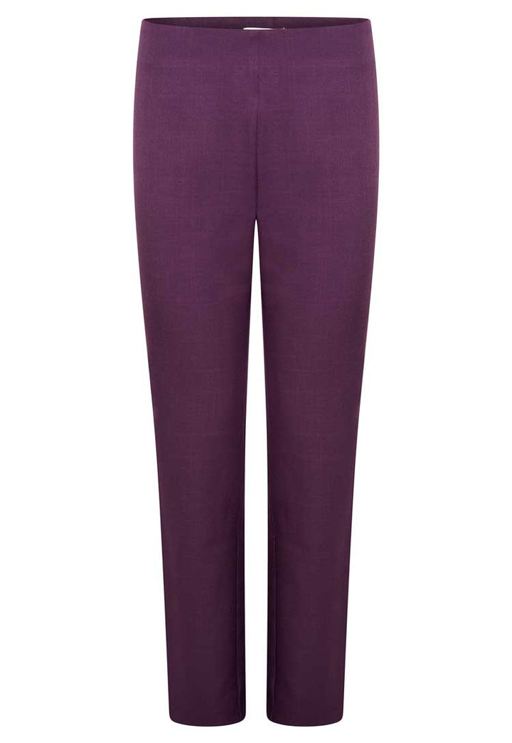 Lili Straight Leg Salon Trousers in Plum front view