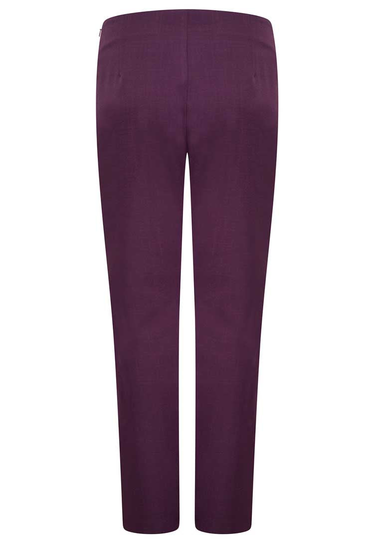 Back View of Lili Straight Leg Salon Trousers in Plum