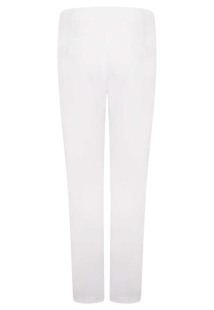 Back View of Lili Straight Leg Salon Trousers in White