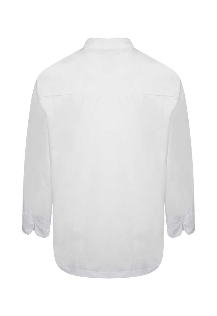 Back View of Unisex White Chefs Jacket Long Sleeve HHCJLS in White